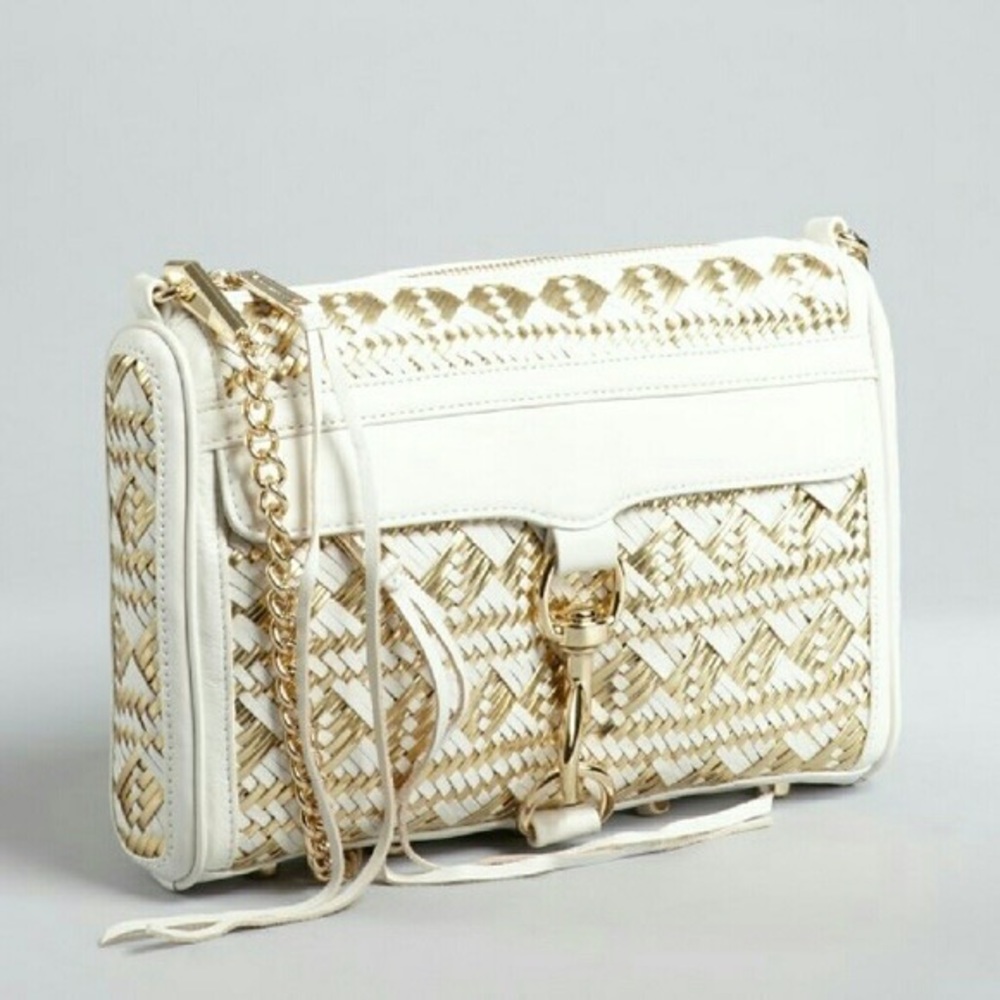 🎒New White & Gold Woven MAC Rebecca Minkoff (Rare)